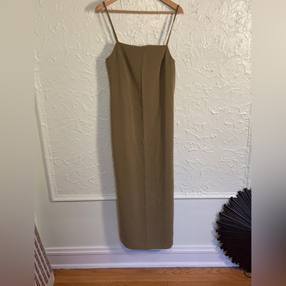 Topshop Green Sheath Maxi Dress Spaghetti Strap